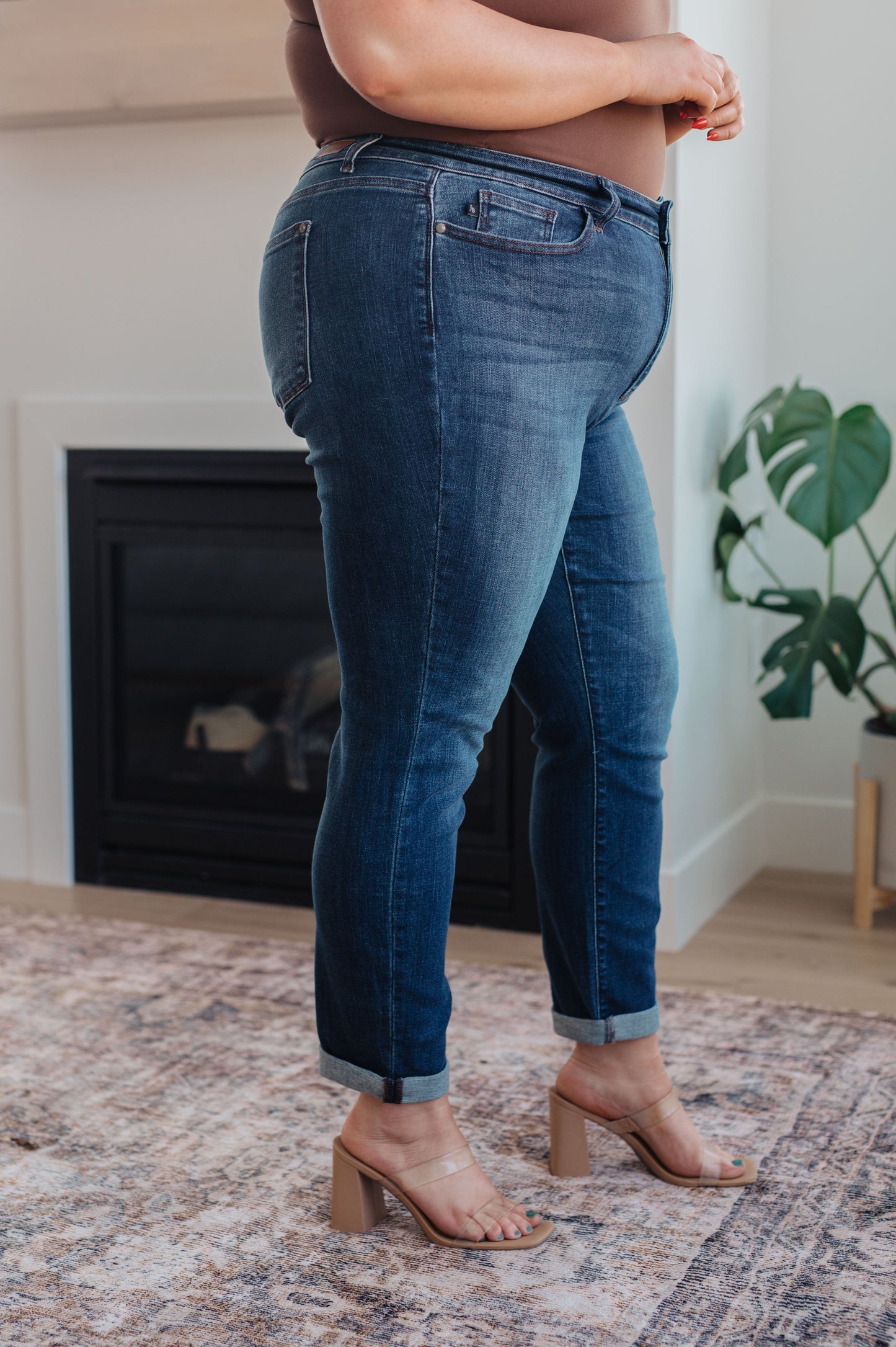 Judy Blue 28" Amber Cuffed Slim Fit Dark Wash Jeans