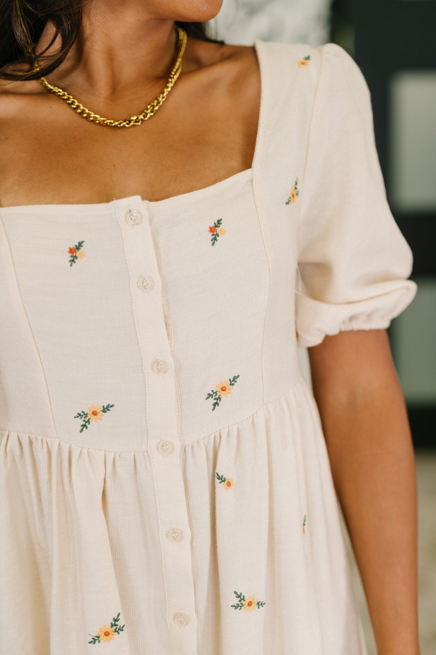 Dream a Little Dream Embroidered Corduroy Dress