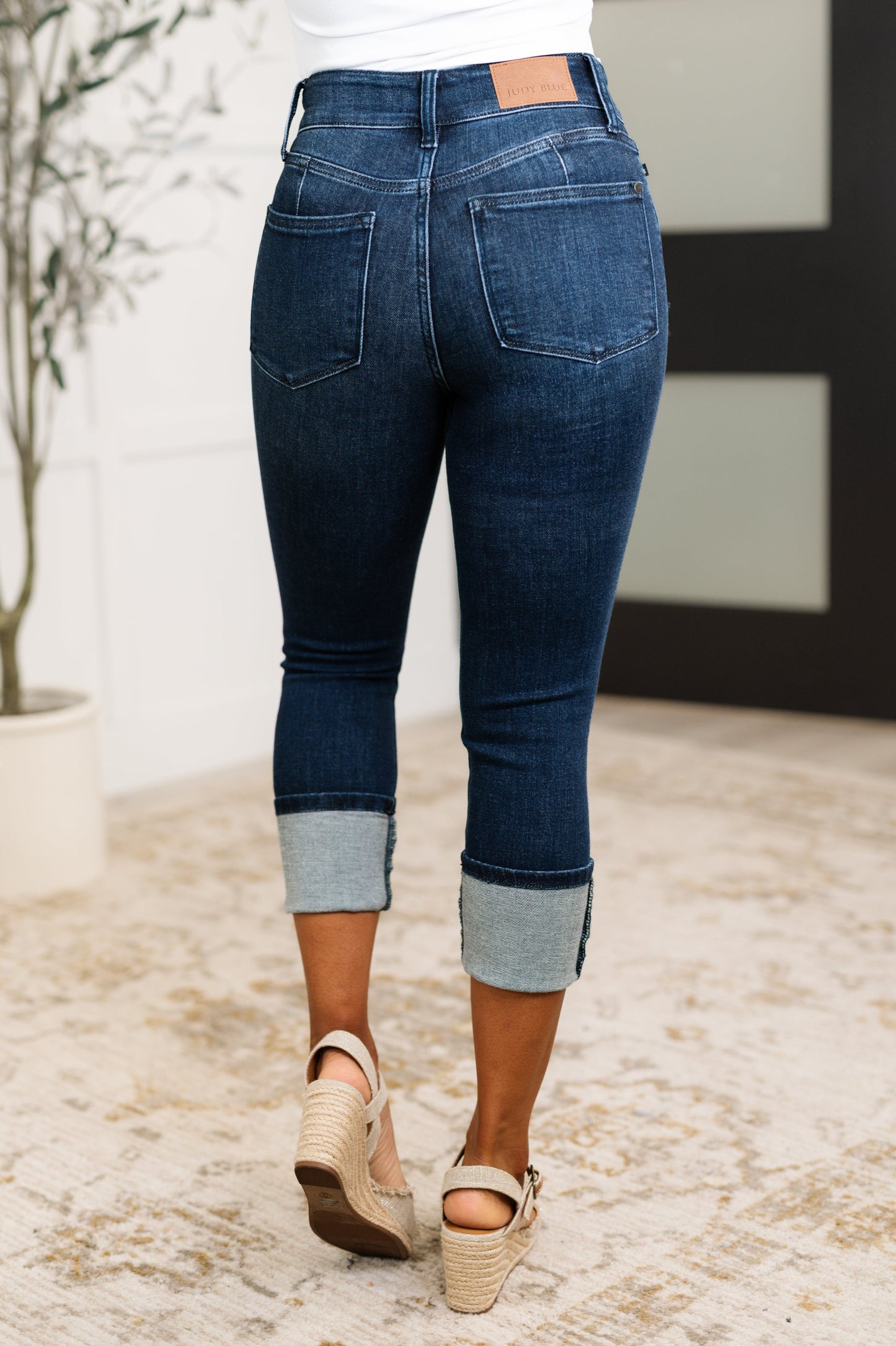 Judy Blue 22.5"/27" Karen High Rise Double Waist Band Capri Jeans