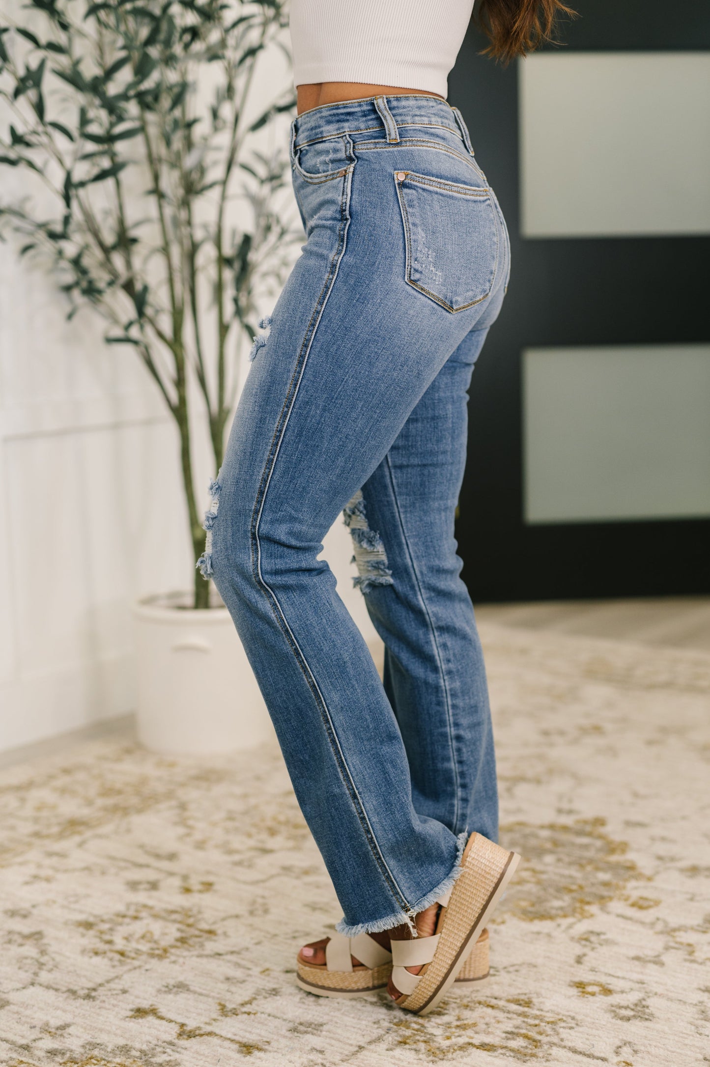 Judy Blue 32.5" Maureen High Rise Distressed Bootcut Jeans