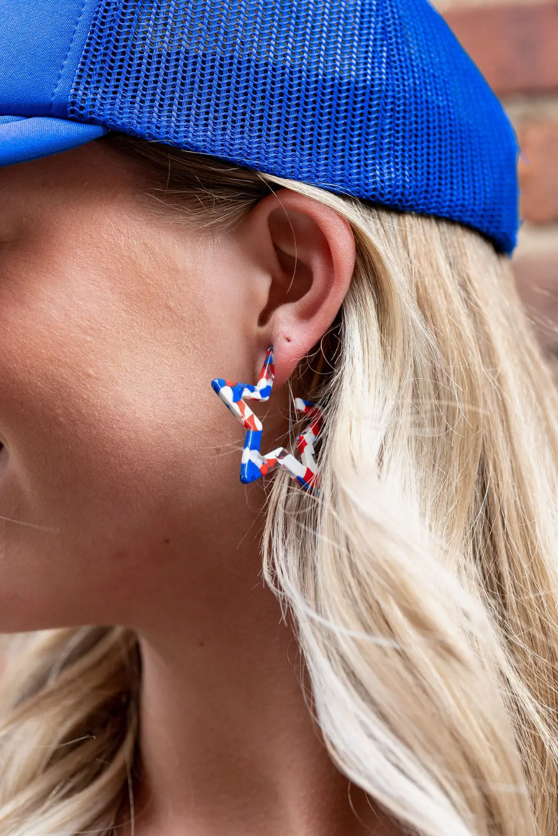 Star-Spangled Acetate Hoop Earrings
