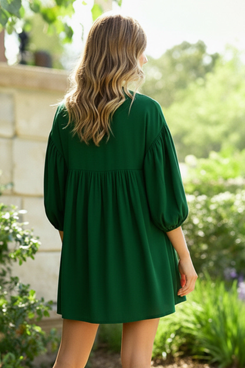 Green with Envy Crepe Smocked Dress