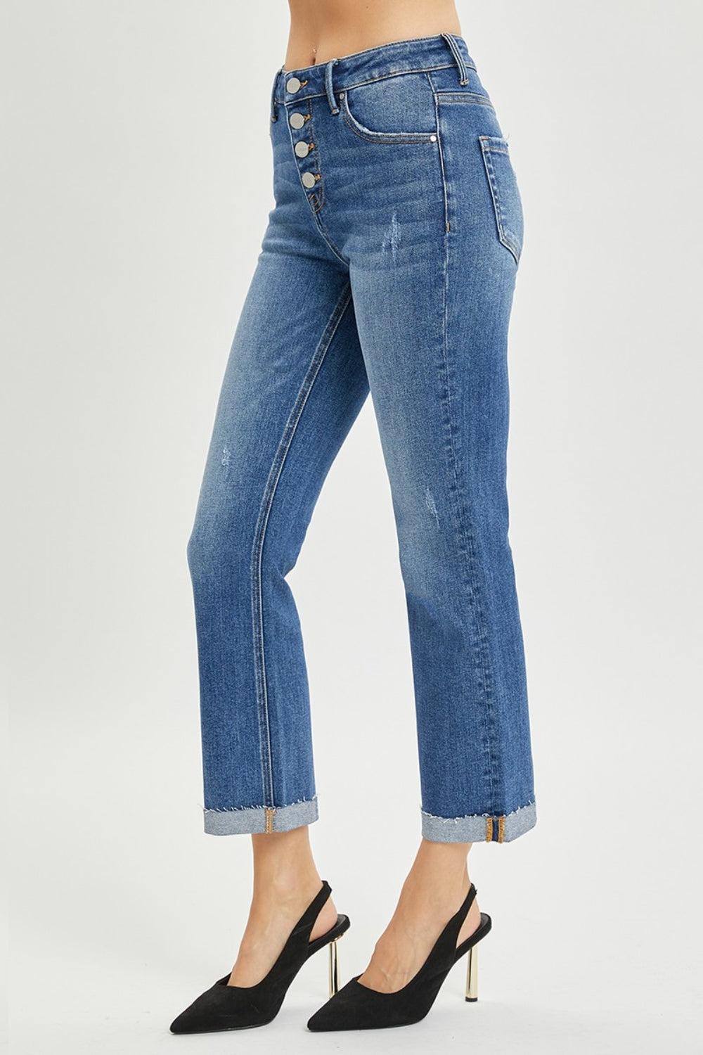 RISEN 27.5" Button Fly Cropped Bootcut Jeans