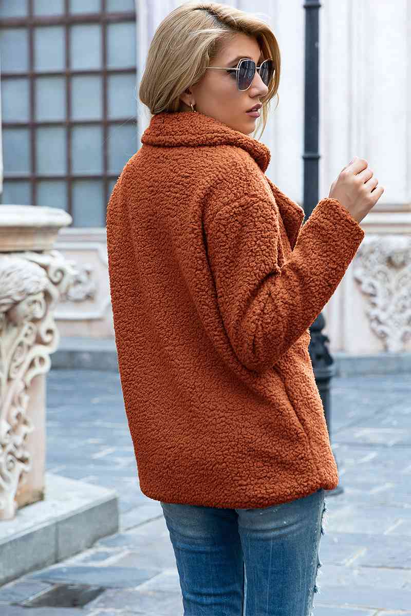 Double Breasted Sherpa Coat - 12 Color Options