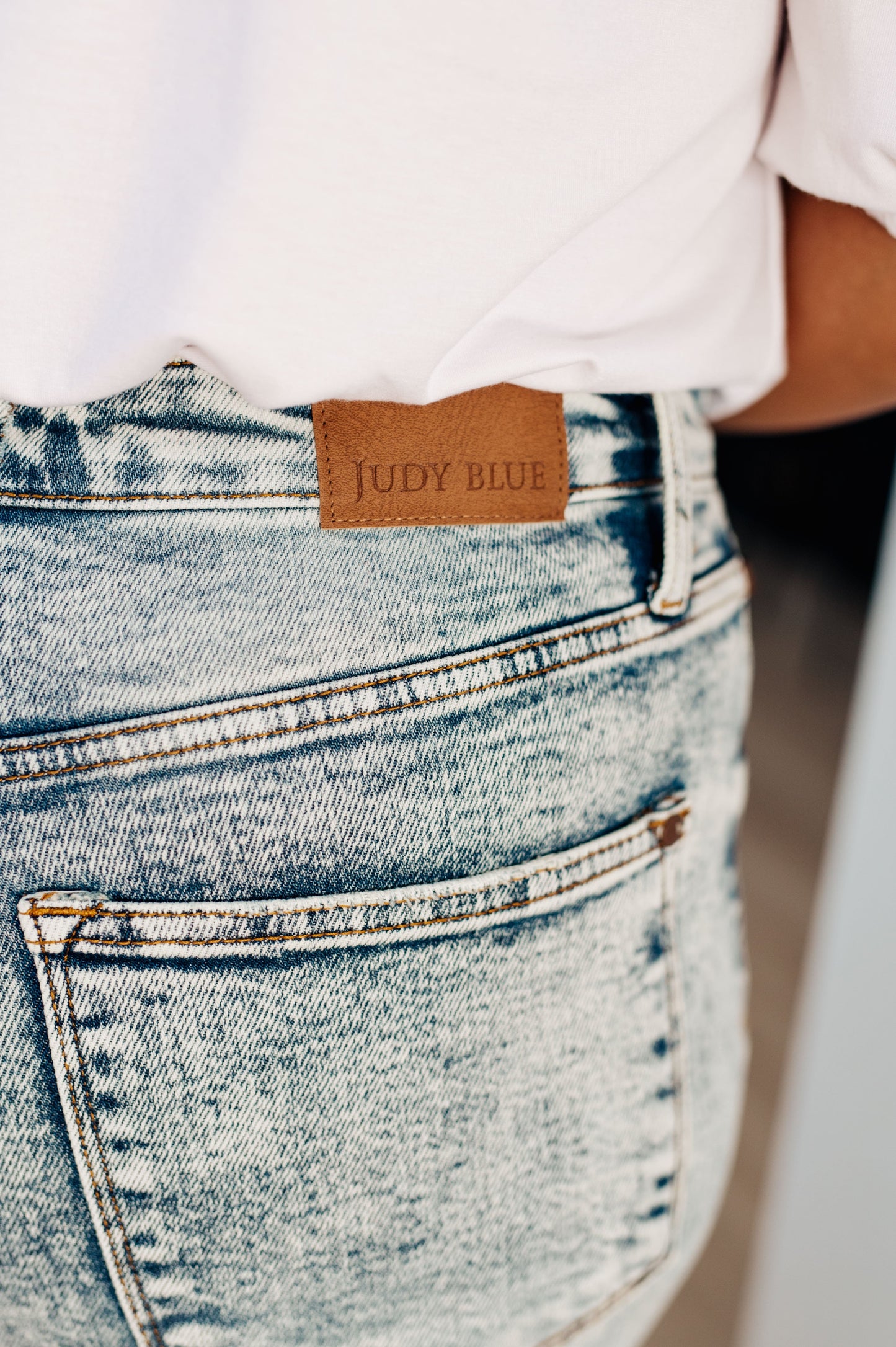 Judy Blue 32" Dory High Waist Mineral Wash Raw Hem Wide Leg Jeans
