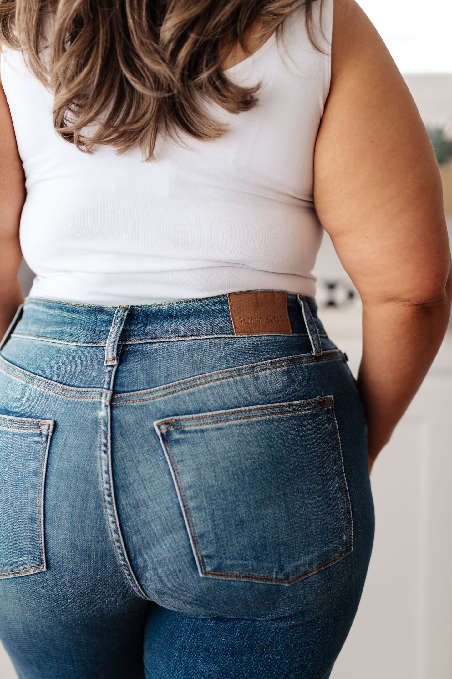 Judy Blue 32" Morgan High Rise Distressed Straight Jeans