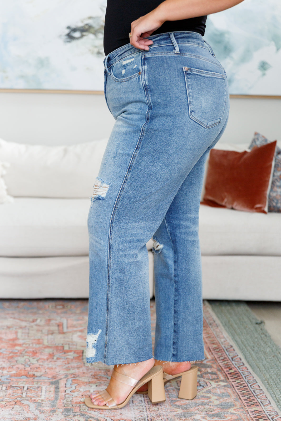 Judy Blue 29" Nora High Rise Rigid Magic Destroy Slim Straight Jeans