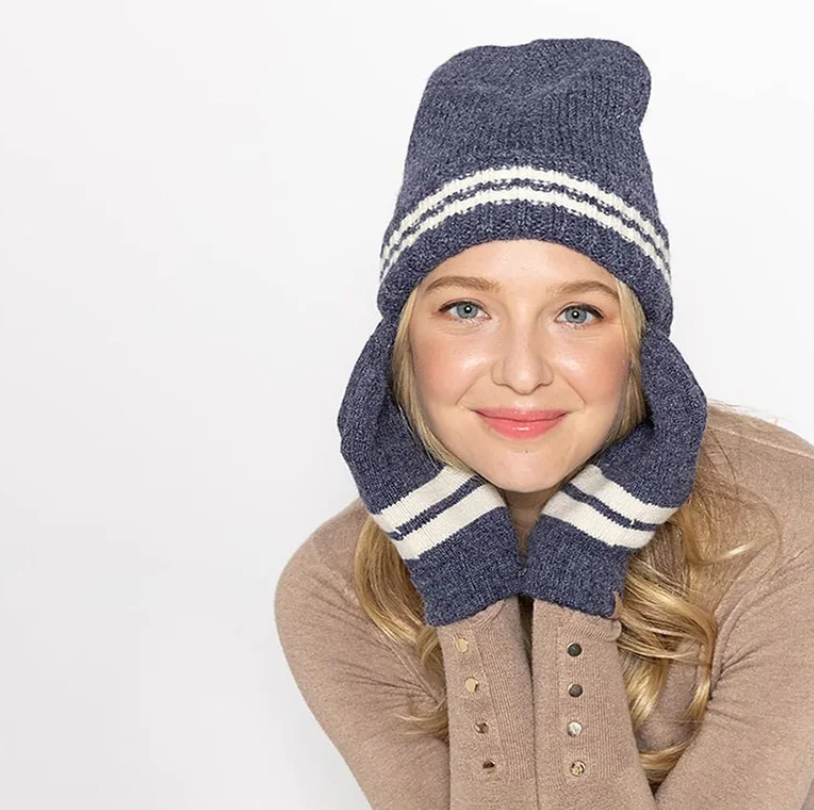 Striped Knit Touch Screen Gloves