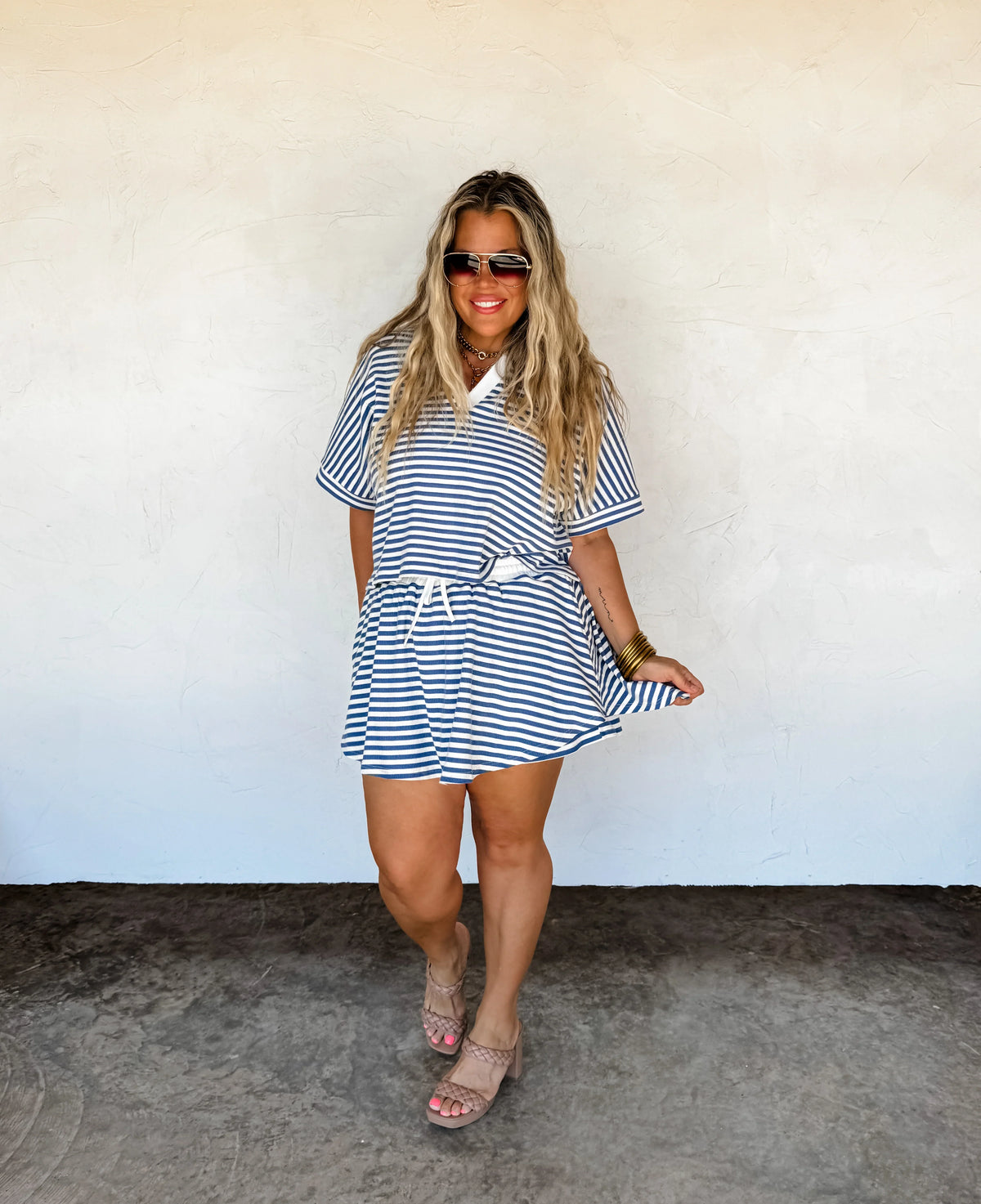 Harbor Stripe Skort Set in Blue