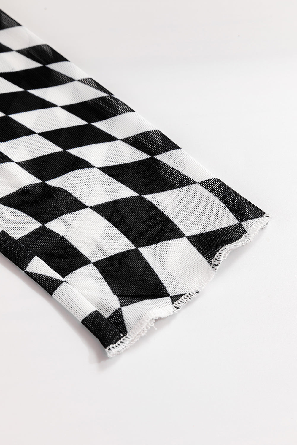 Checkered Mesh Mock Neck Top - 3 Color Options