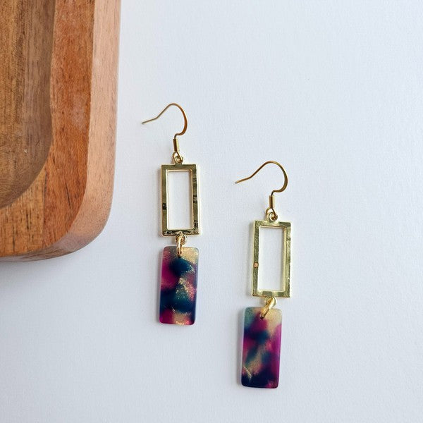 Raya Earrings - Golden Navy Maroon