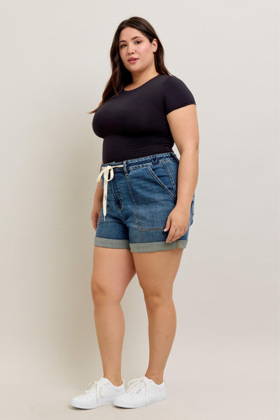 Judy Blue 4.5" Inseam Cuffed Denim Jogger Shorts