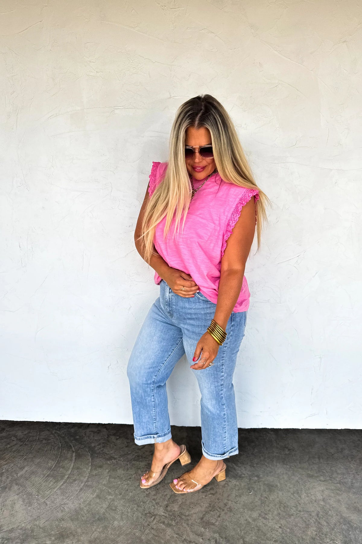 Sweet Lace Days Tee in Pink
