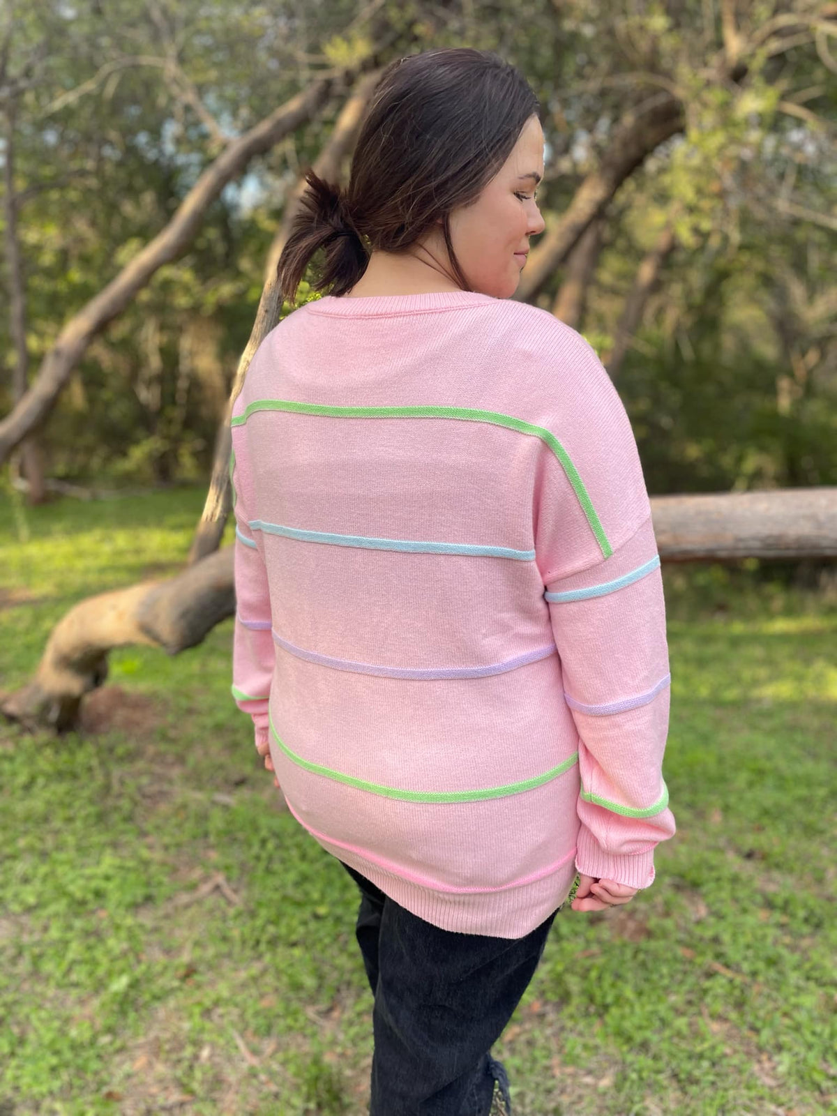 Just Too Good Rainbow Striped Sweater