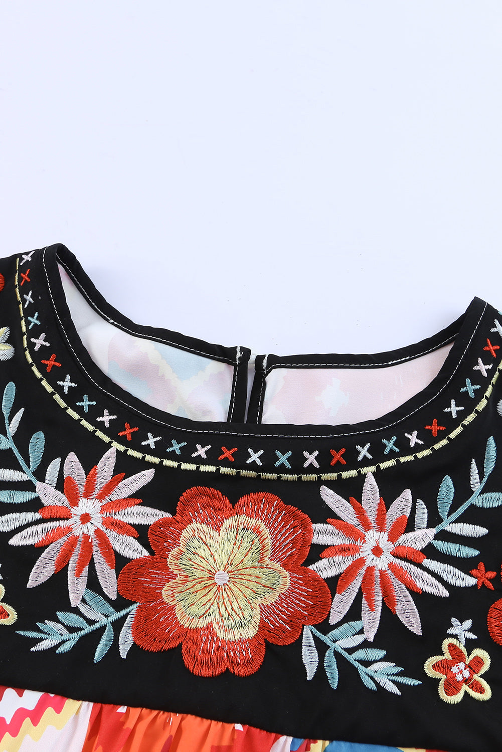 Boho Embroidered Short Sleeve Top
