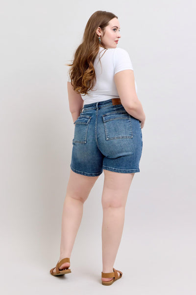 Judy Blue 6" Inseam High Waist Utility Denim Shorts