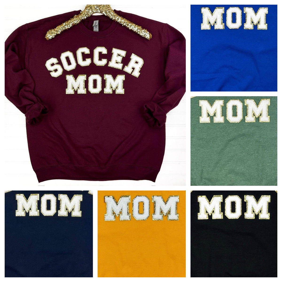 Soccer Mom Chenille Patch Sweatshirt in Purple