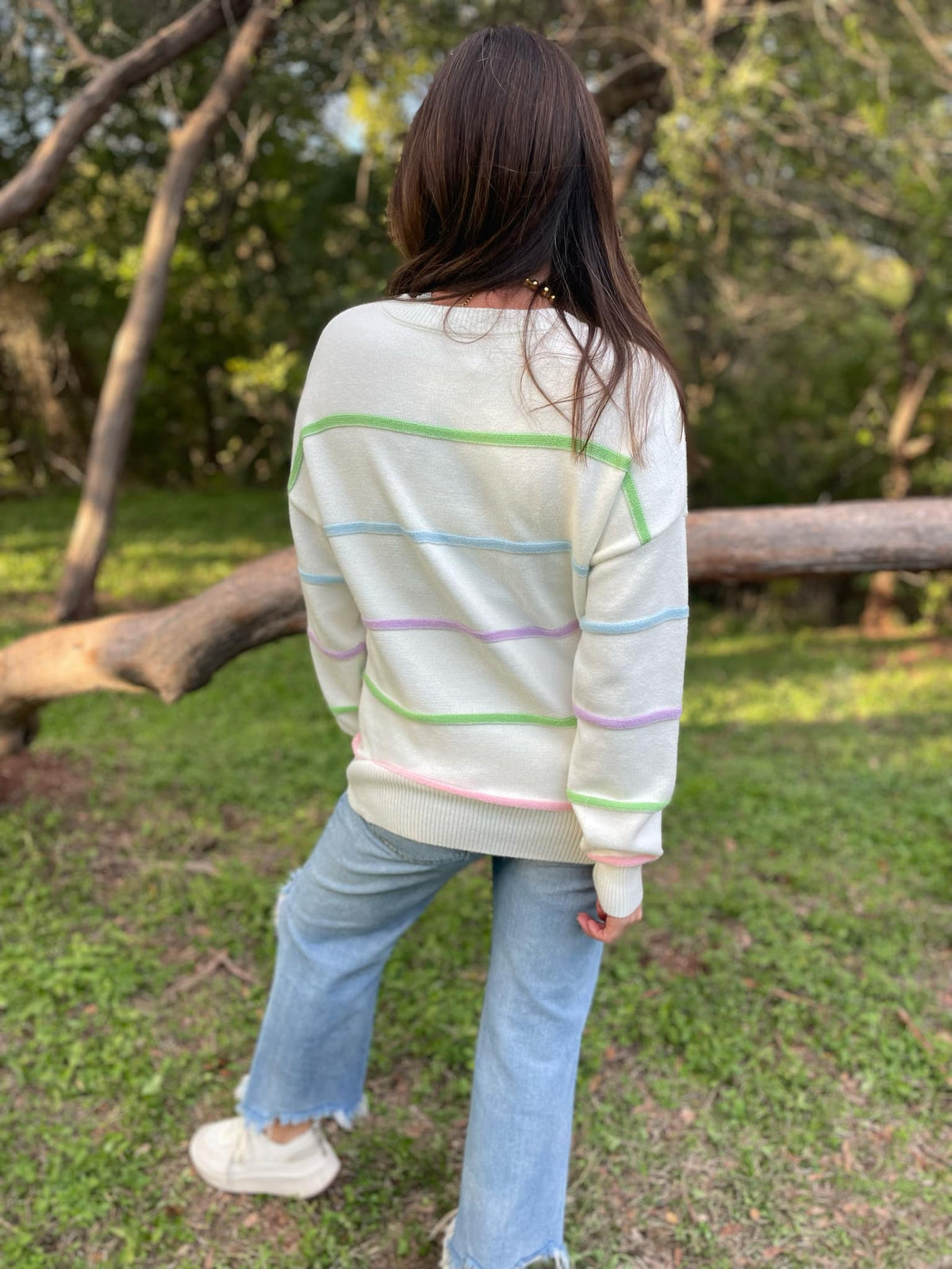 Just Too Good Rainbow Striped Sweater
