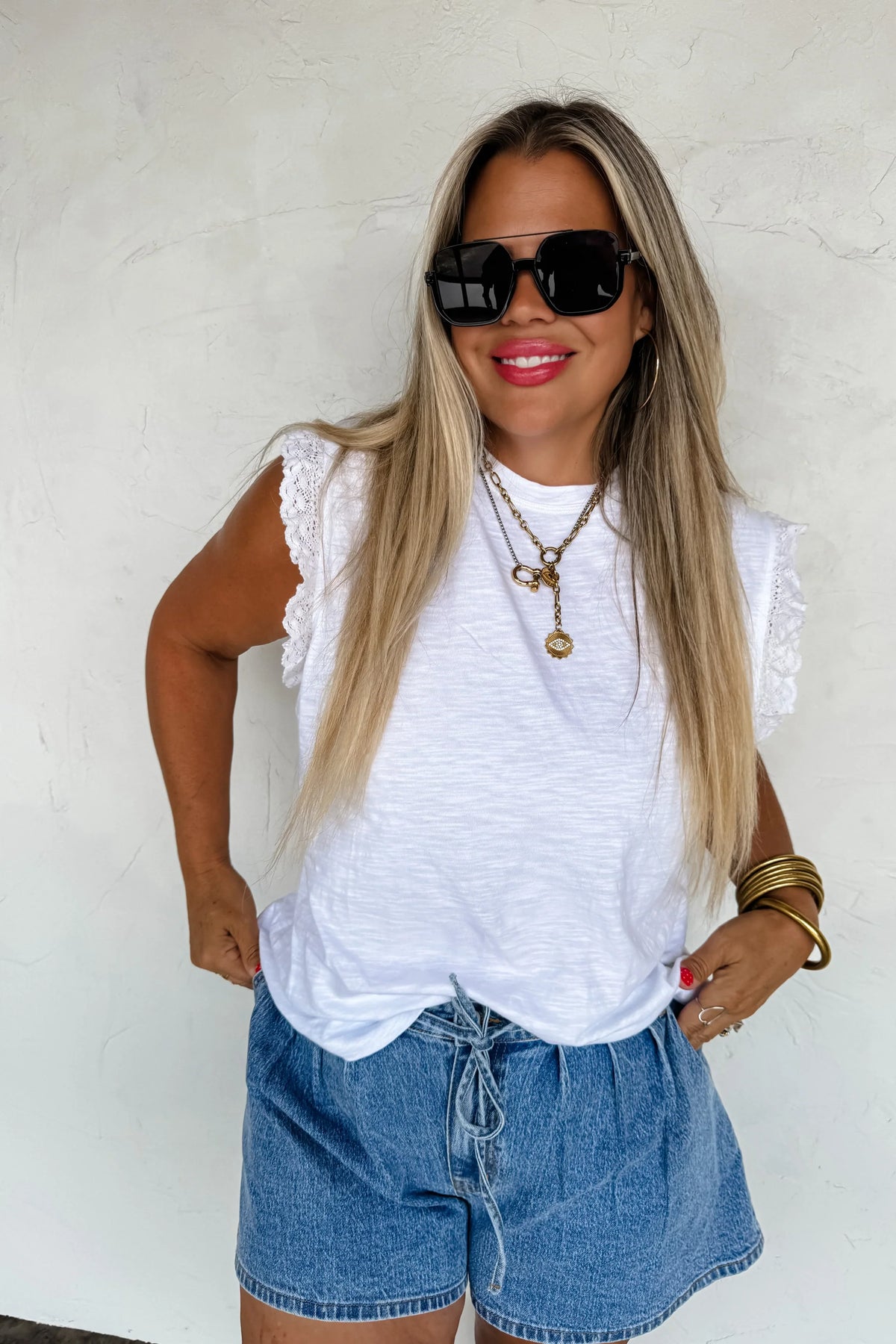 Sweet Lace Days Tee in Pink