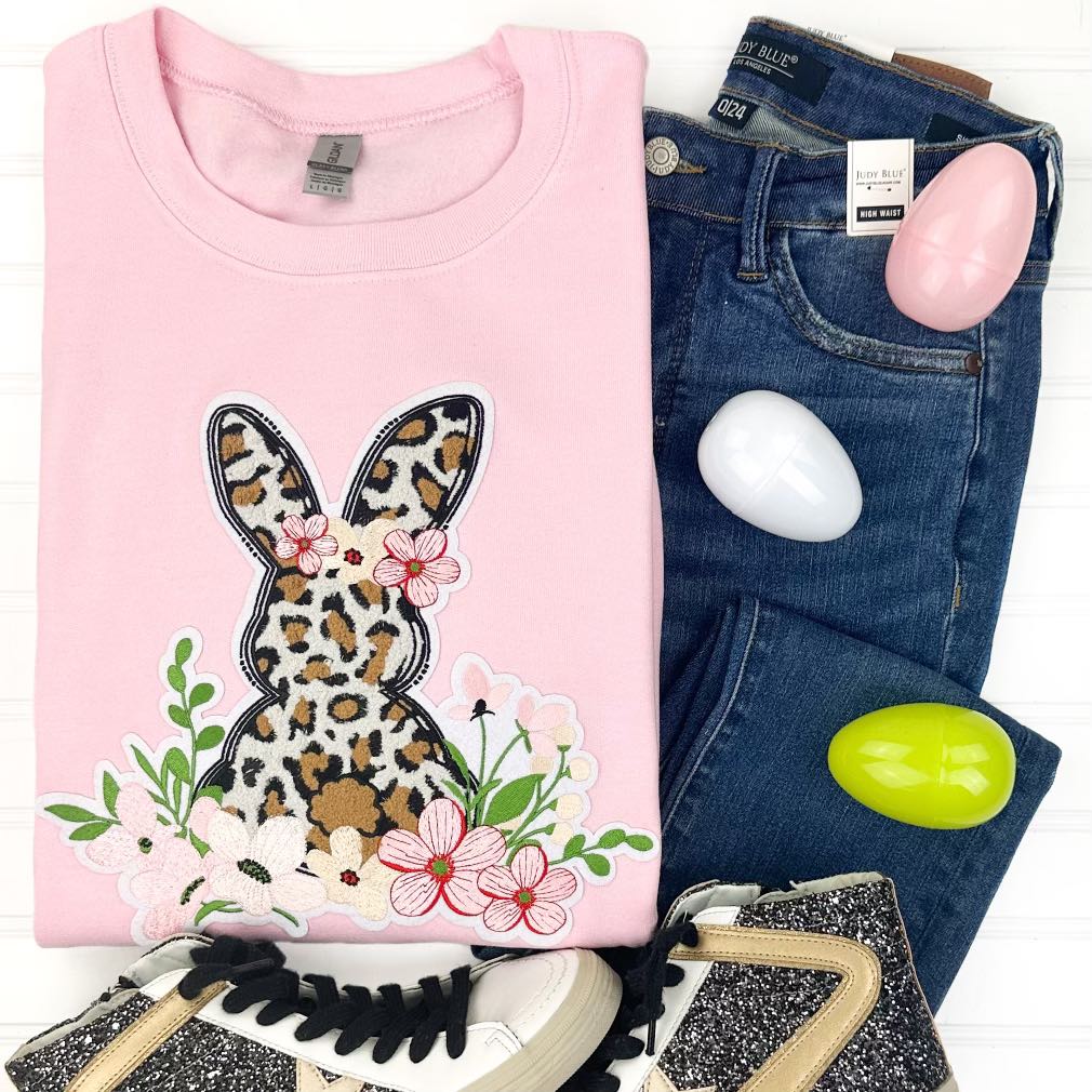 Leopard Bunny Chenille Patch Sweatshirt