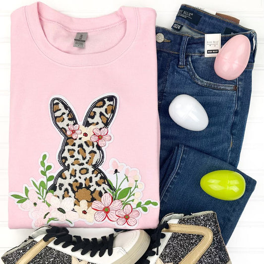 Leopard Bunny Chenille Patch Sweatshirt