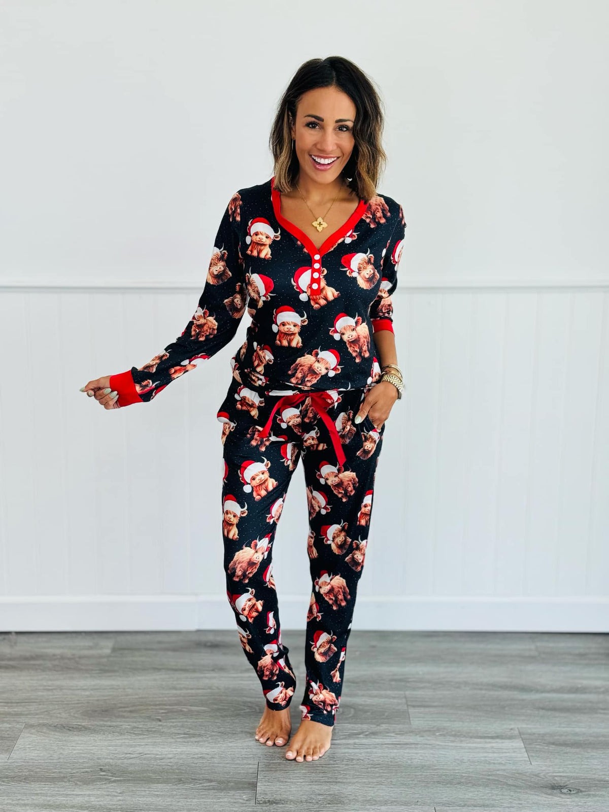 Matching Family Christmas Pajamas in Santa Cow