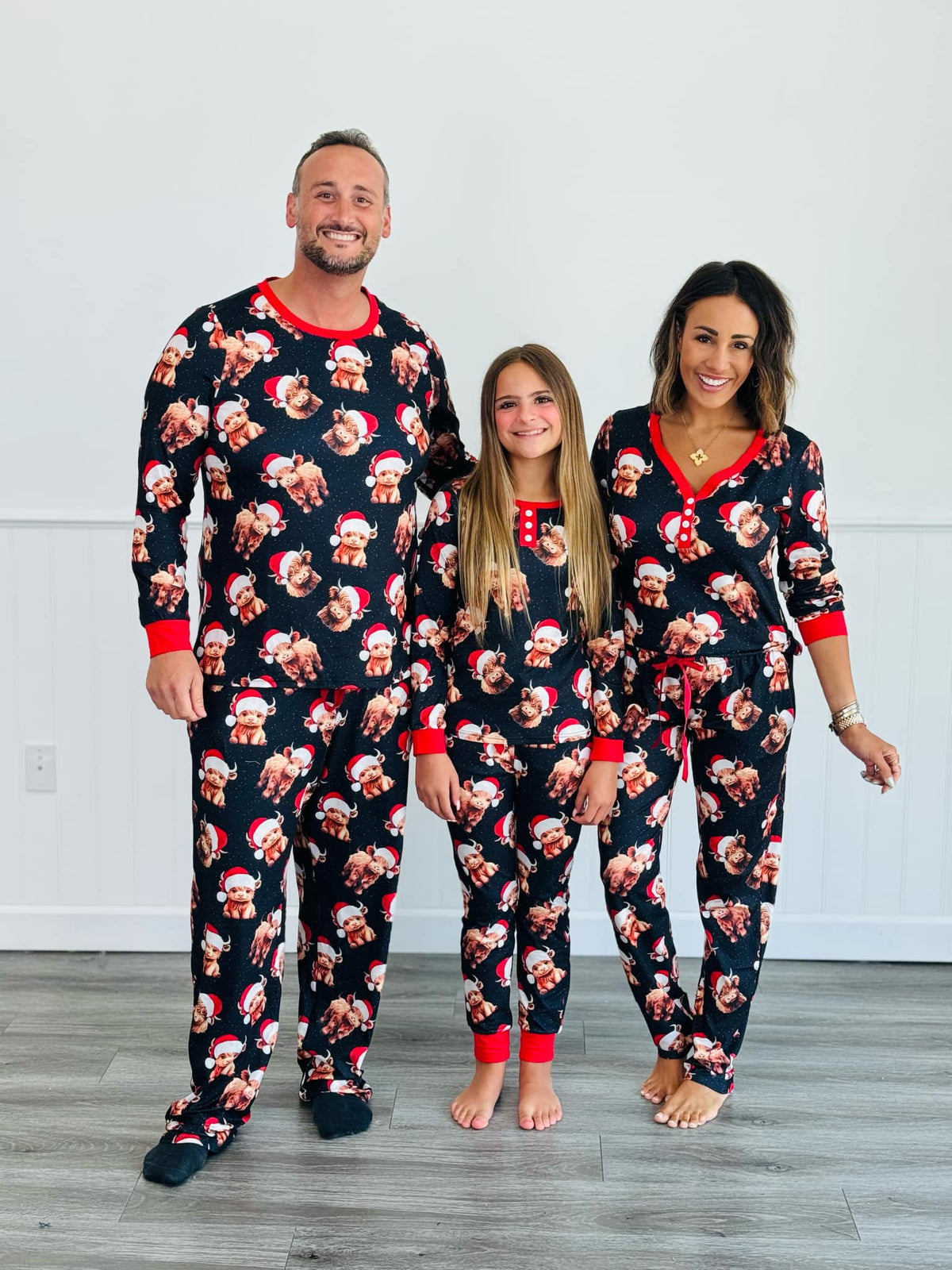 Matching Family Christmas Pajamas in Santa Cow