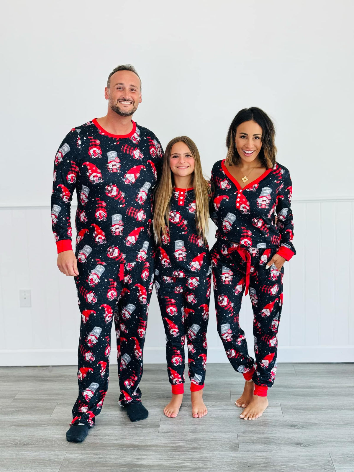 Matching Family Christmas Pajamas in Gnome