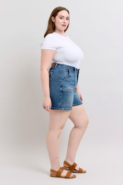 Judy Blue 6" Inseam High Waist Utility Denim Shorts