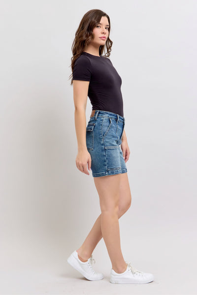 Judy Blue 6" Inseam High Waist Utility Denim Shorts