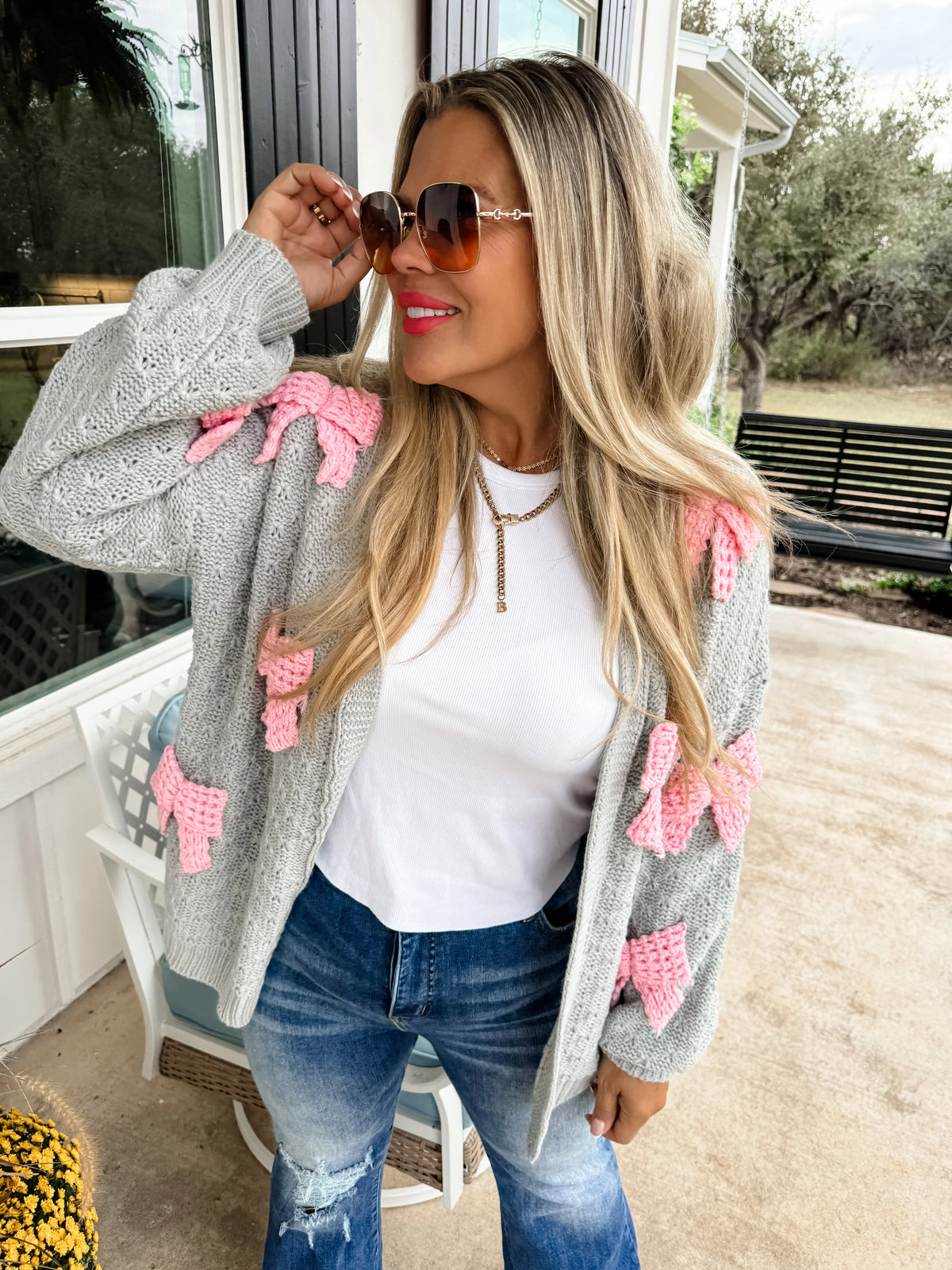Clara Bow Knit Cardigan in Navy