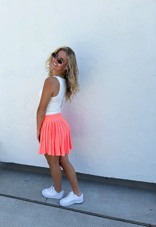 Ivy League Tennis Skort in Coral