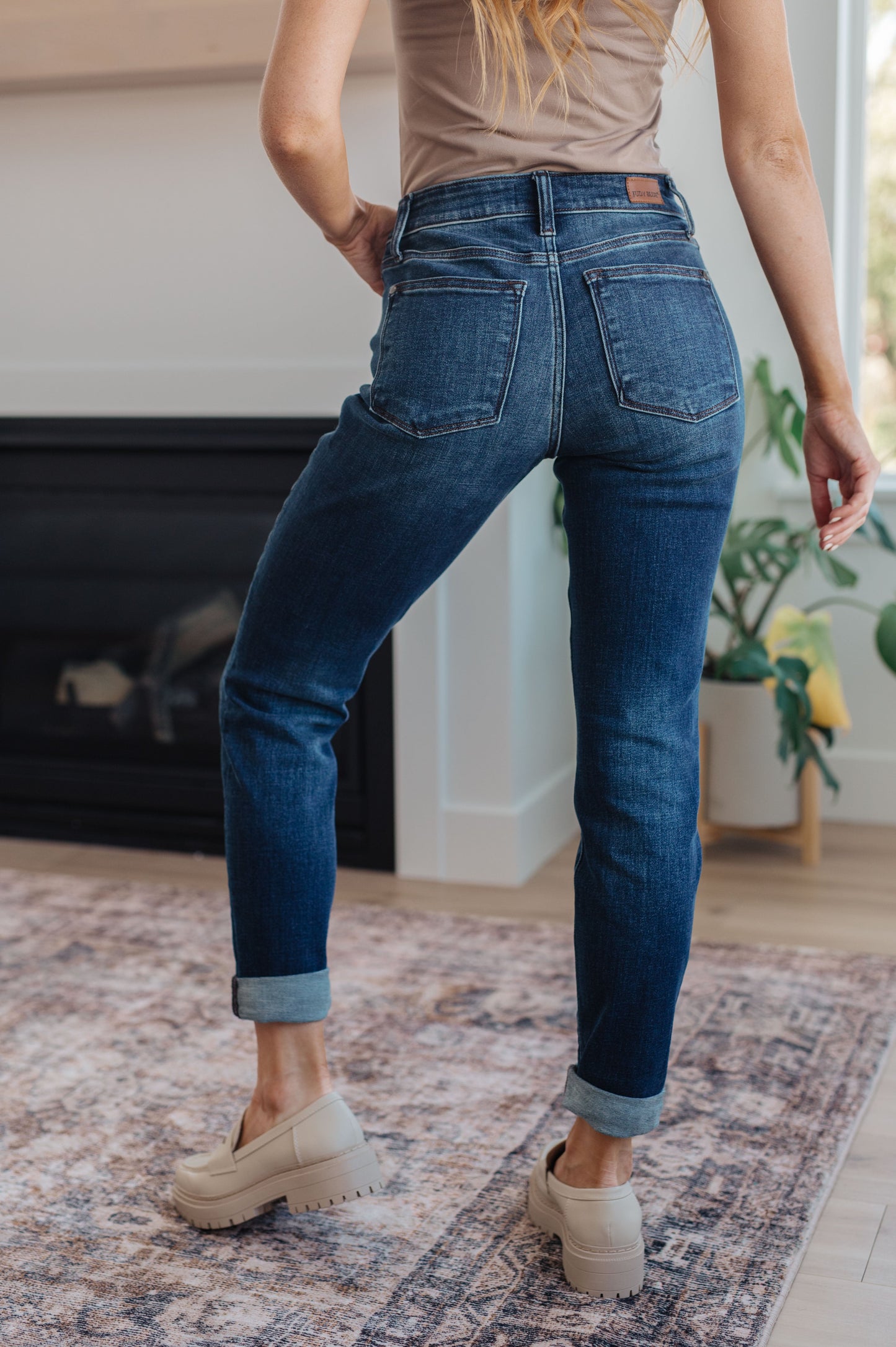Judy Blue 28" Amber Cuffed Slim Fit Dark Wash Jeans