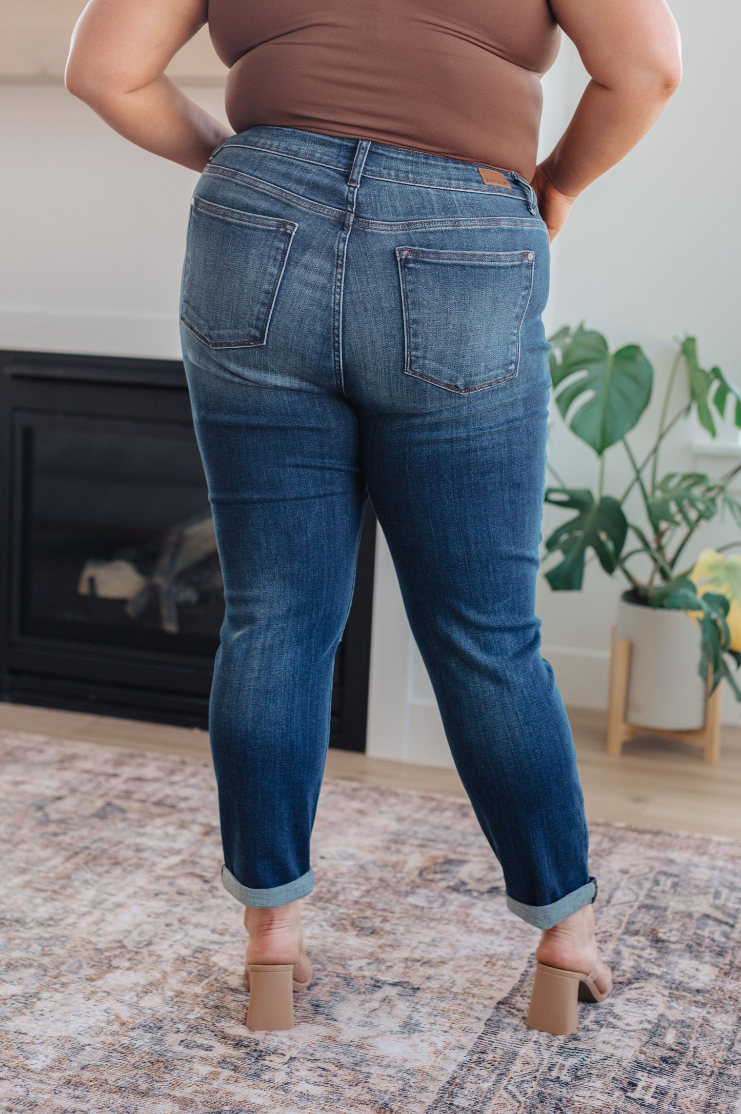 Judy Blue 28" Amber Cuffed Slim Fit Dark Wash Jeans