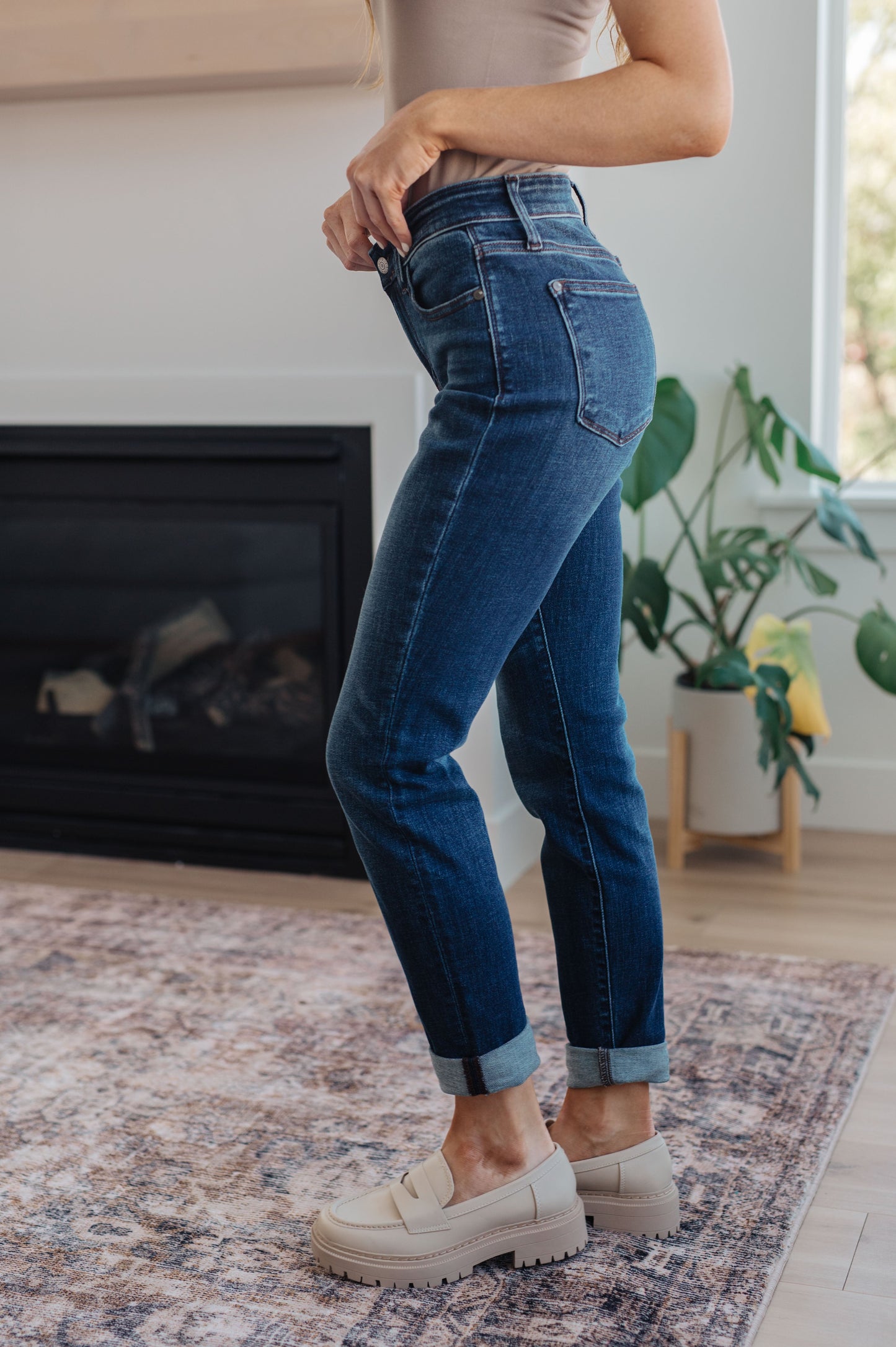 Judy Blue 28" Amber Cuffed Slim Fit Dark Wash Jeans