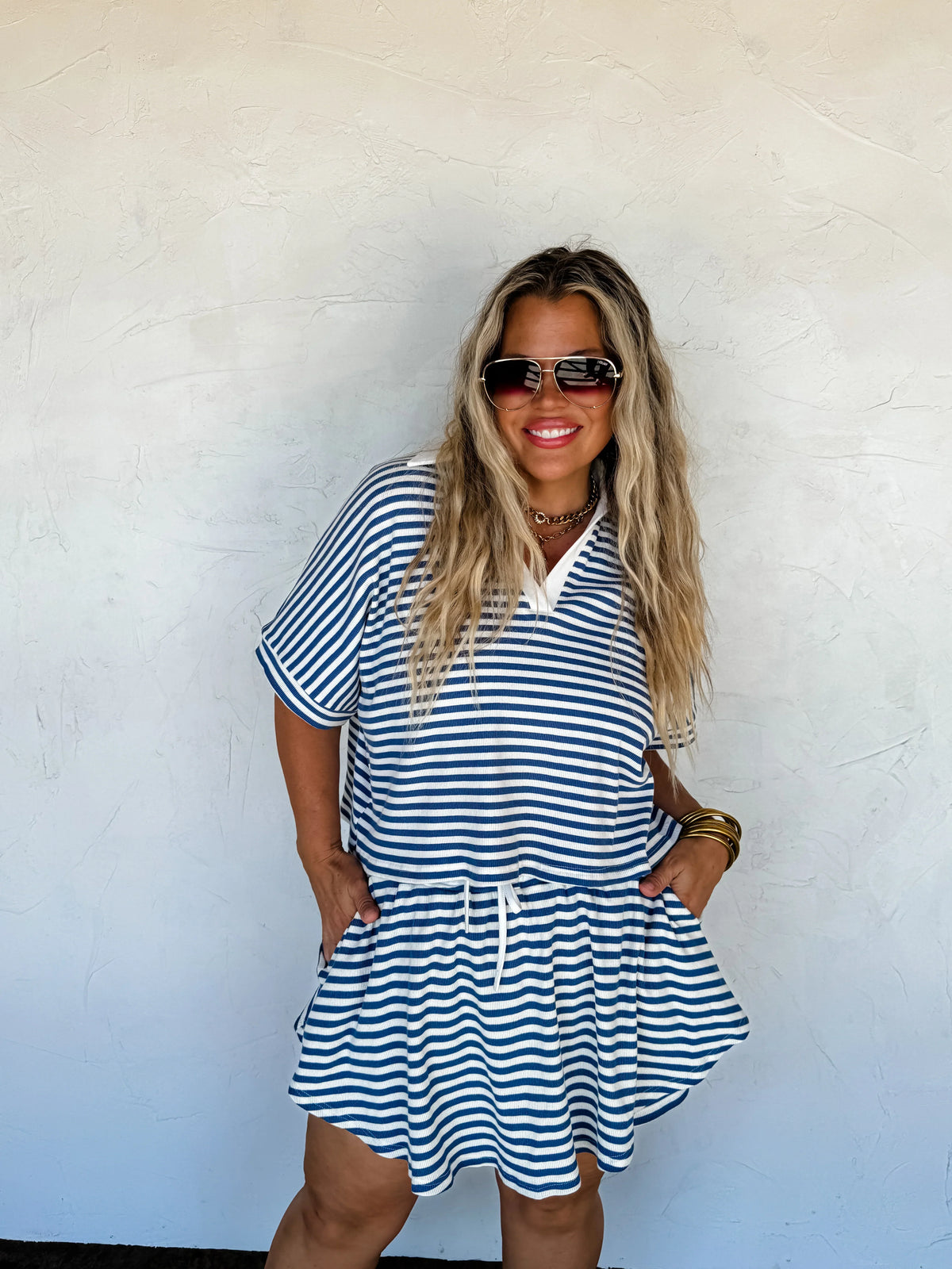 Harbor Stripe Skort Set in Blue