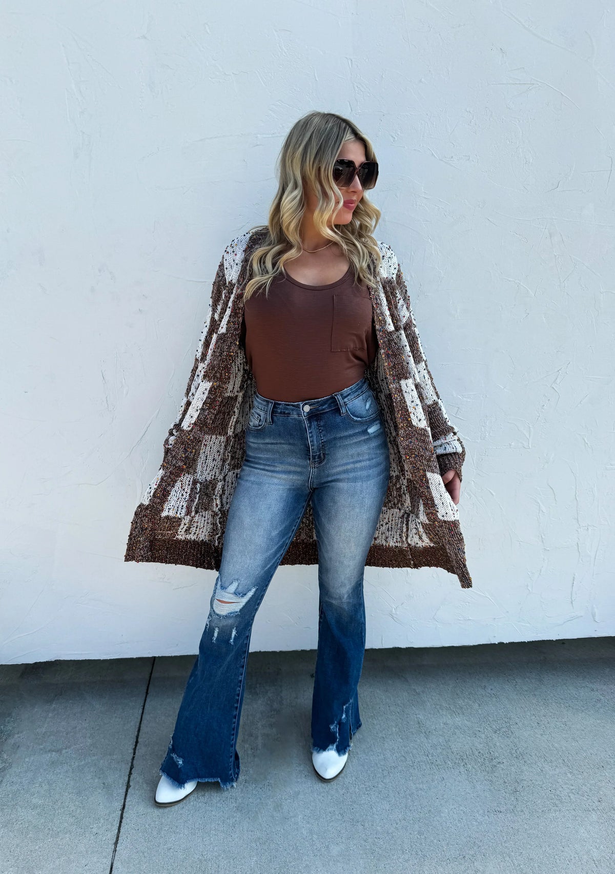 Checkered Miley Dot Cardigan