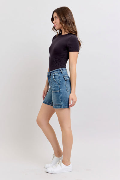 Judy Blue 6" Inseam High Waist Utility Denim Shorts
