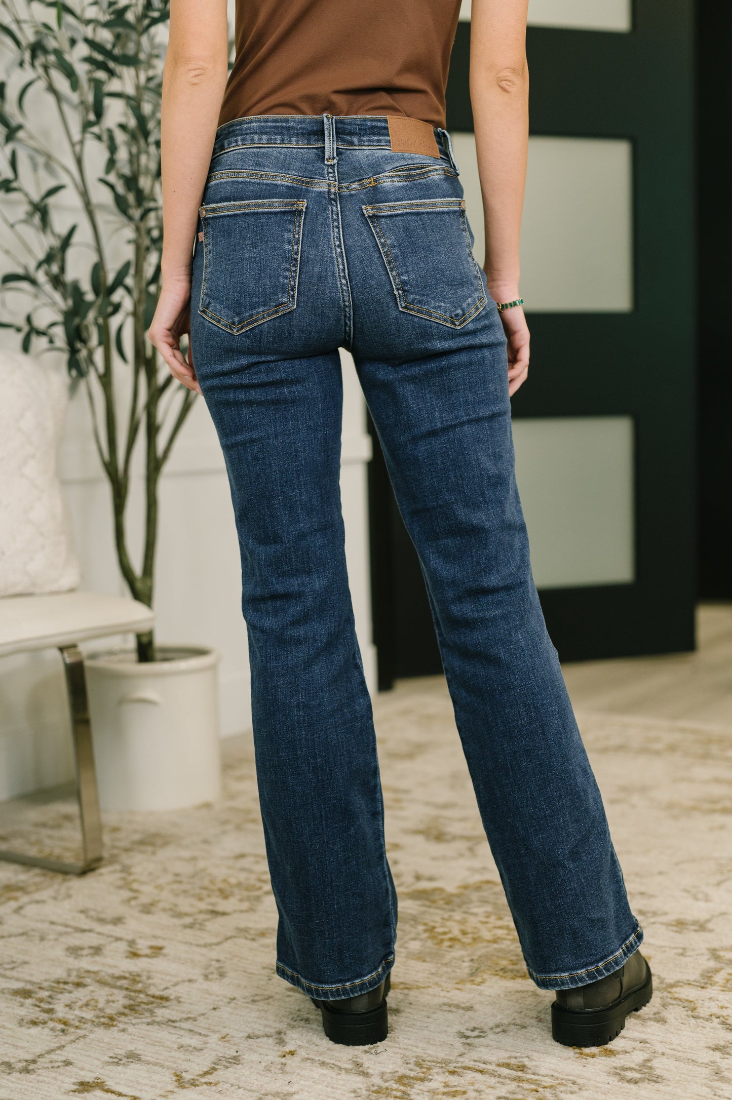 Judy Blue 32" Casey Mid Rise Bootcut with Cell Phone Back Pocket & Slit