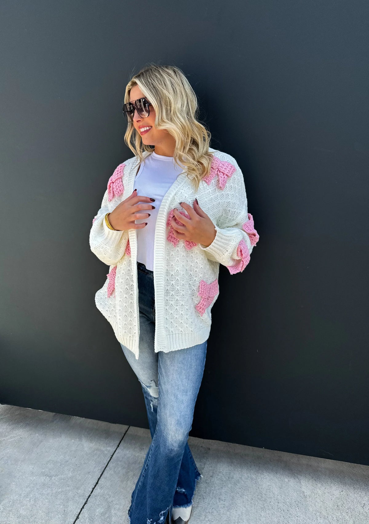 Clara Bow Knit Cardigan in Navy