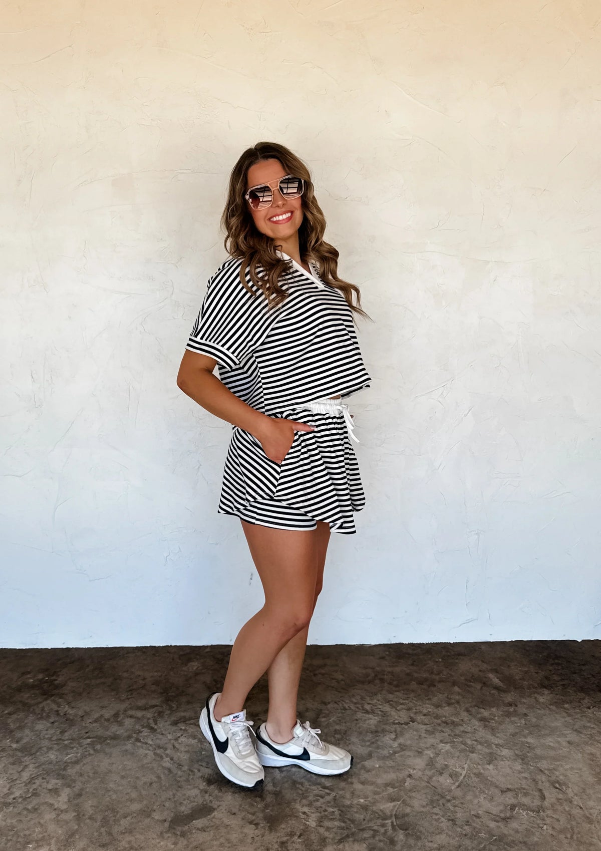 Harbor Stripe Skort Set in Blue