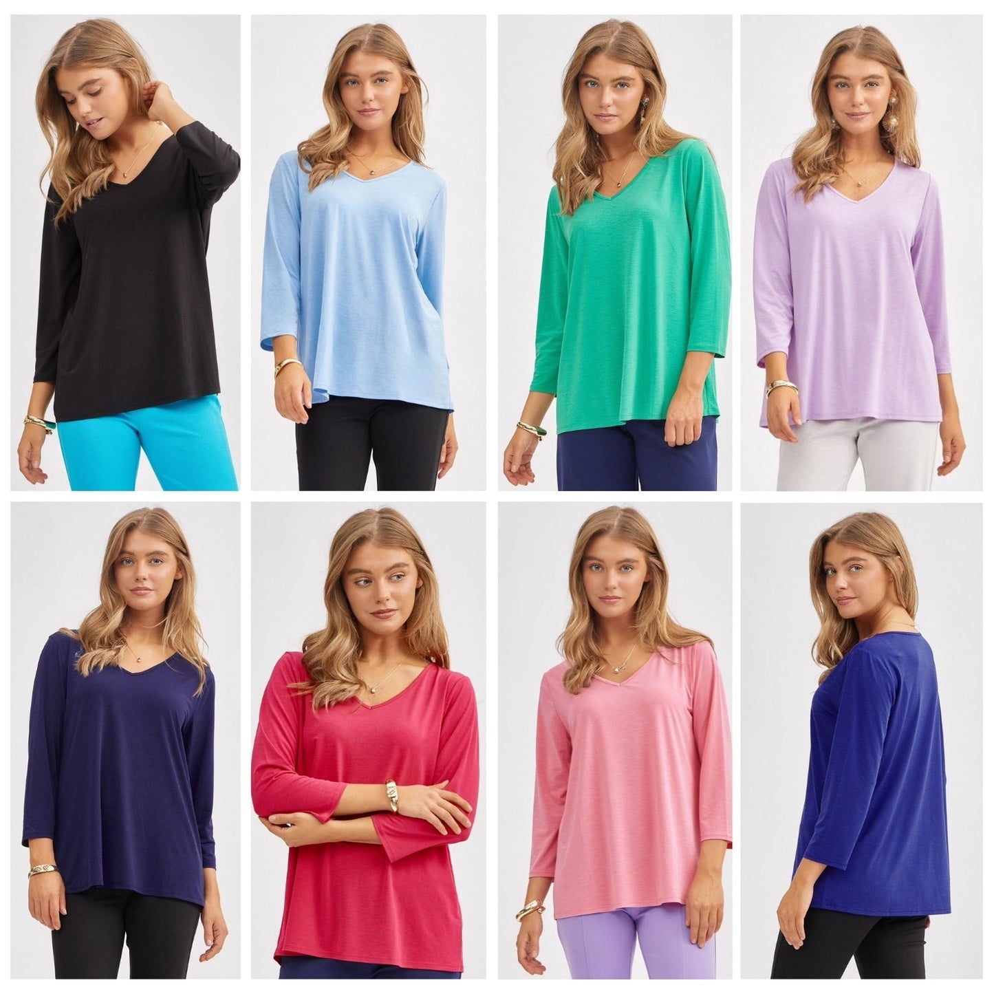 Signature Classic V-Neck Top - 8 Color Options