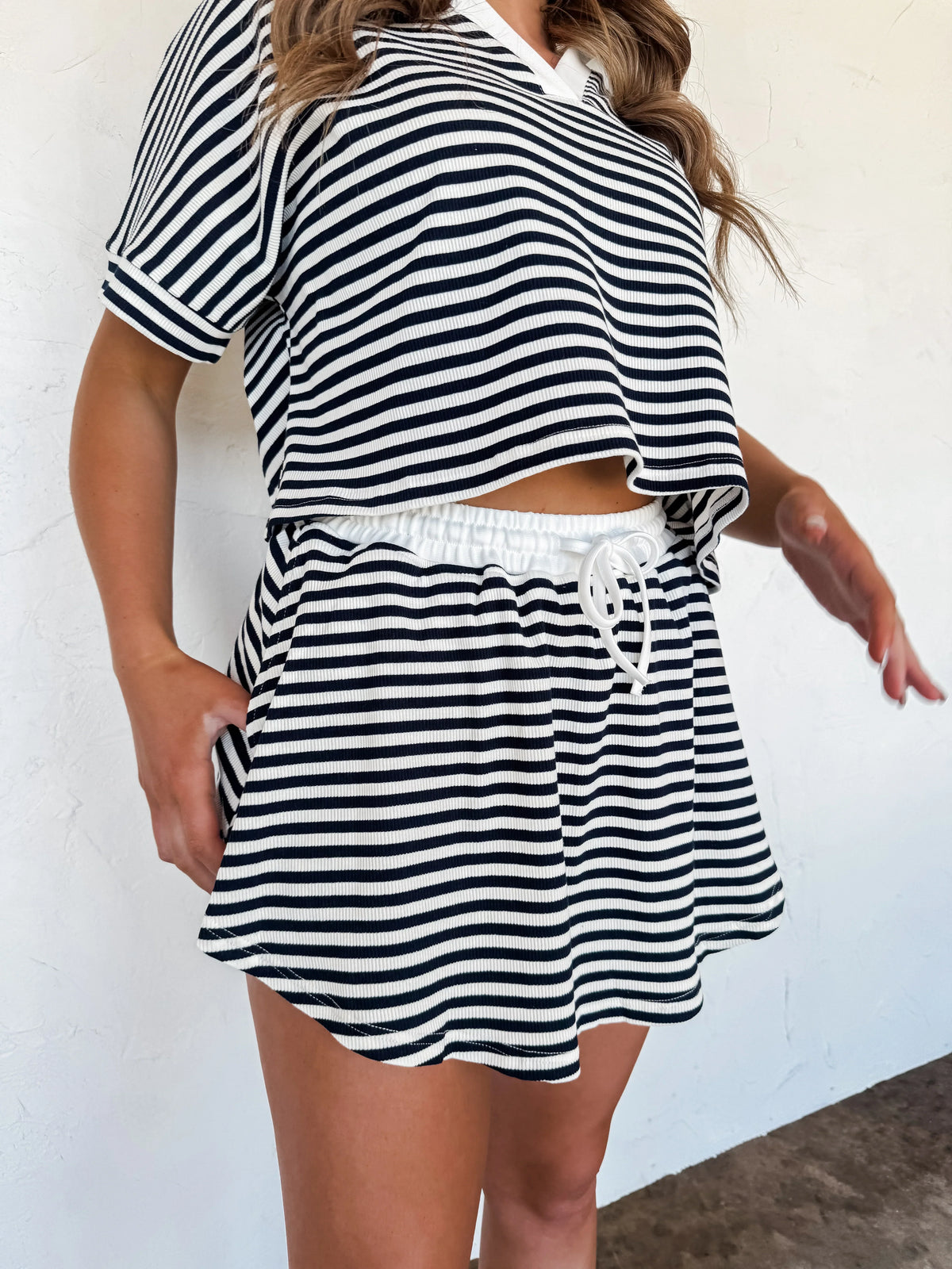 Harbor Stripe Skort Set in Blue