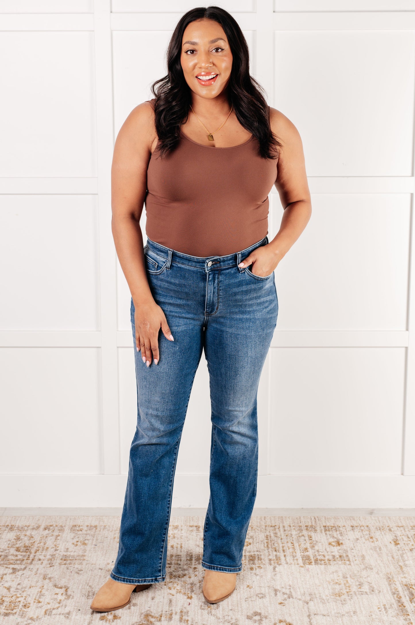 Judy Blue 32.5" Hannah Mid Rise Thermal Bootcut Jeans