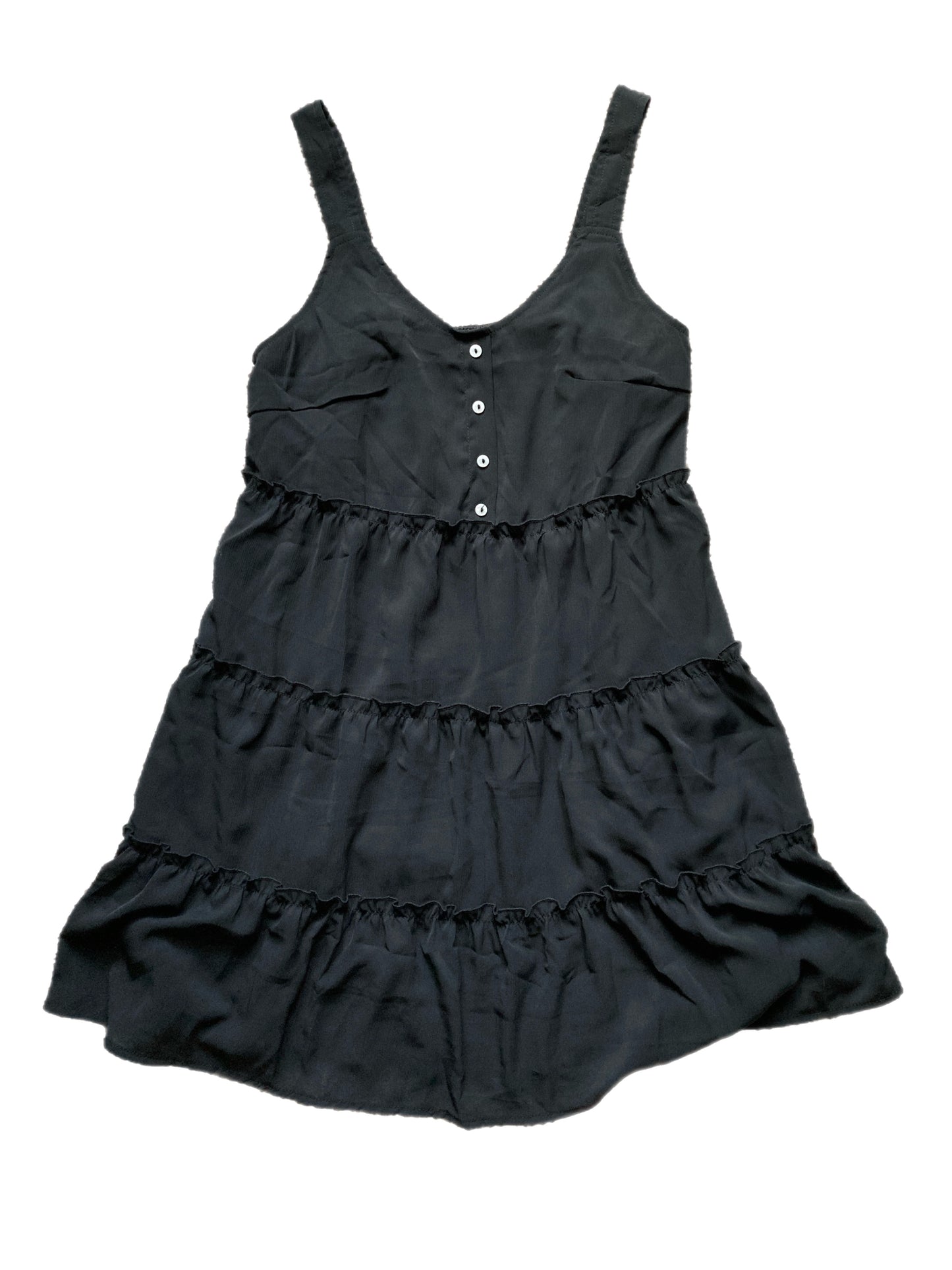 Tiered Chiffon Swing Dress in Black