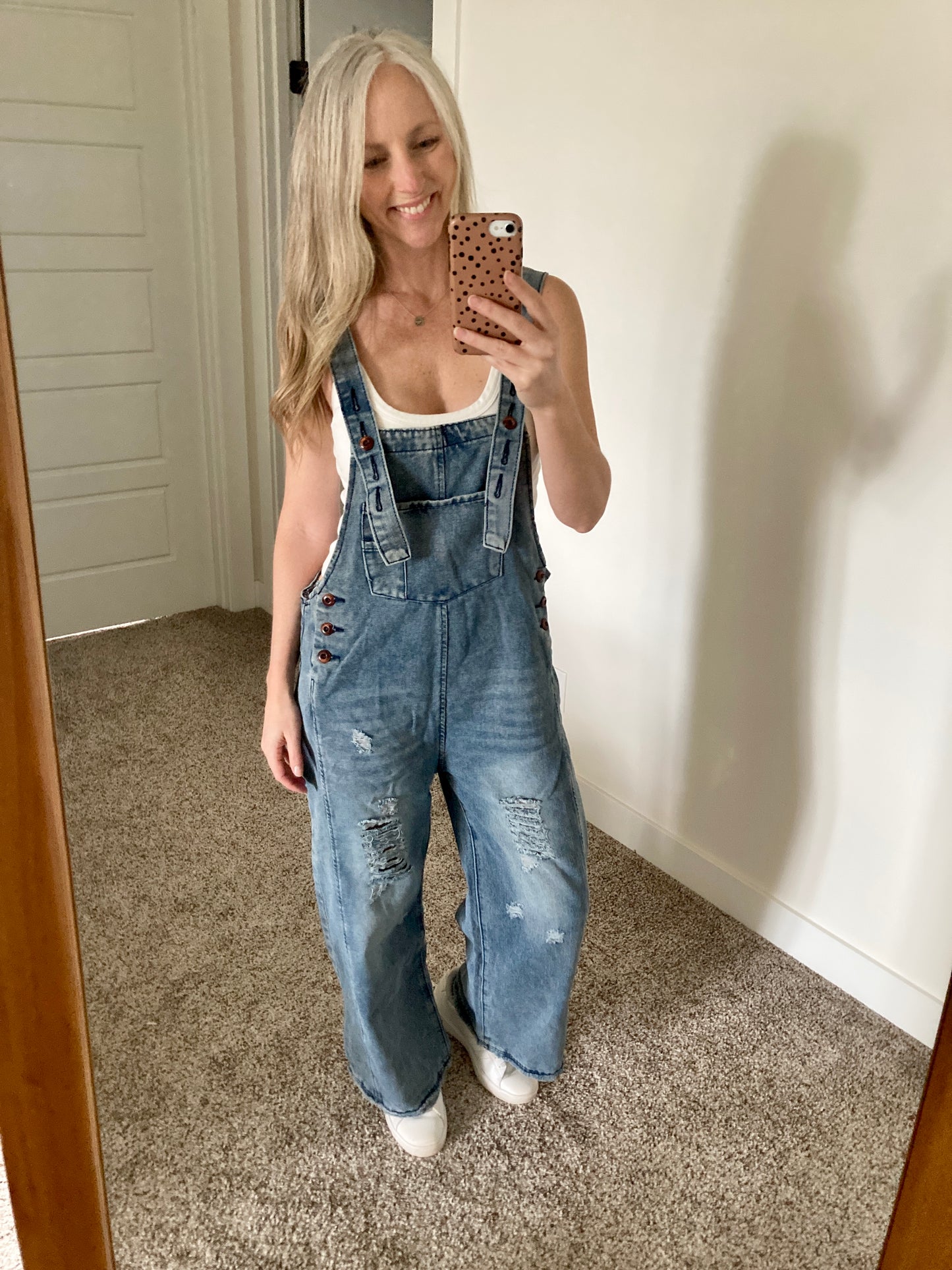 Millie Distressed Loose Denim Overalls - 5 Wash Options