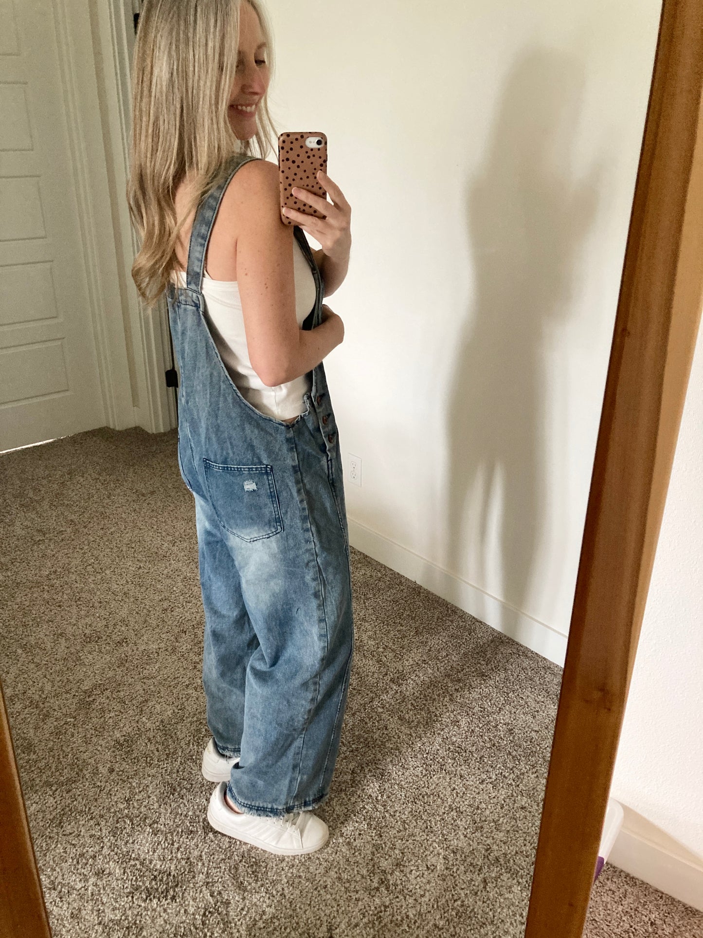 Millie Distressed Loose Denim Overalls - 5 Wash Options