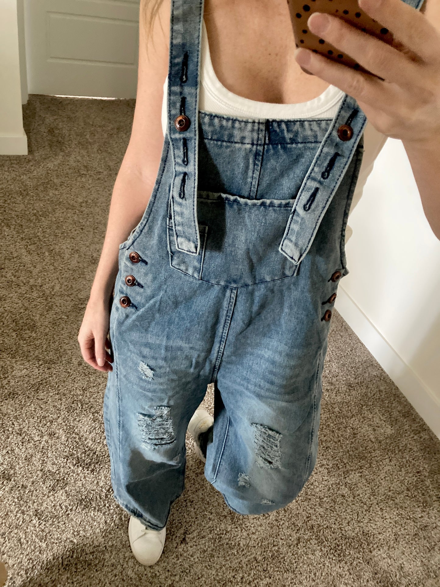 Millie Distressed Loose Denim Overalls - 5 Wash Options