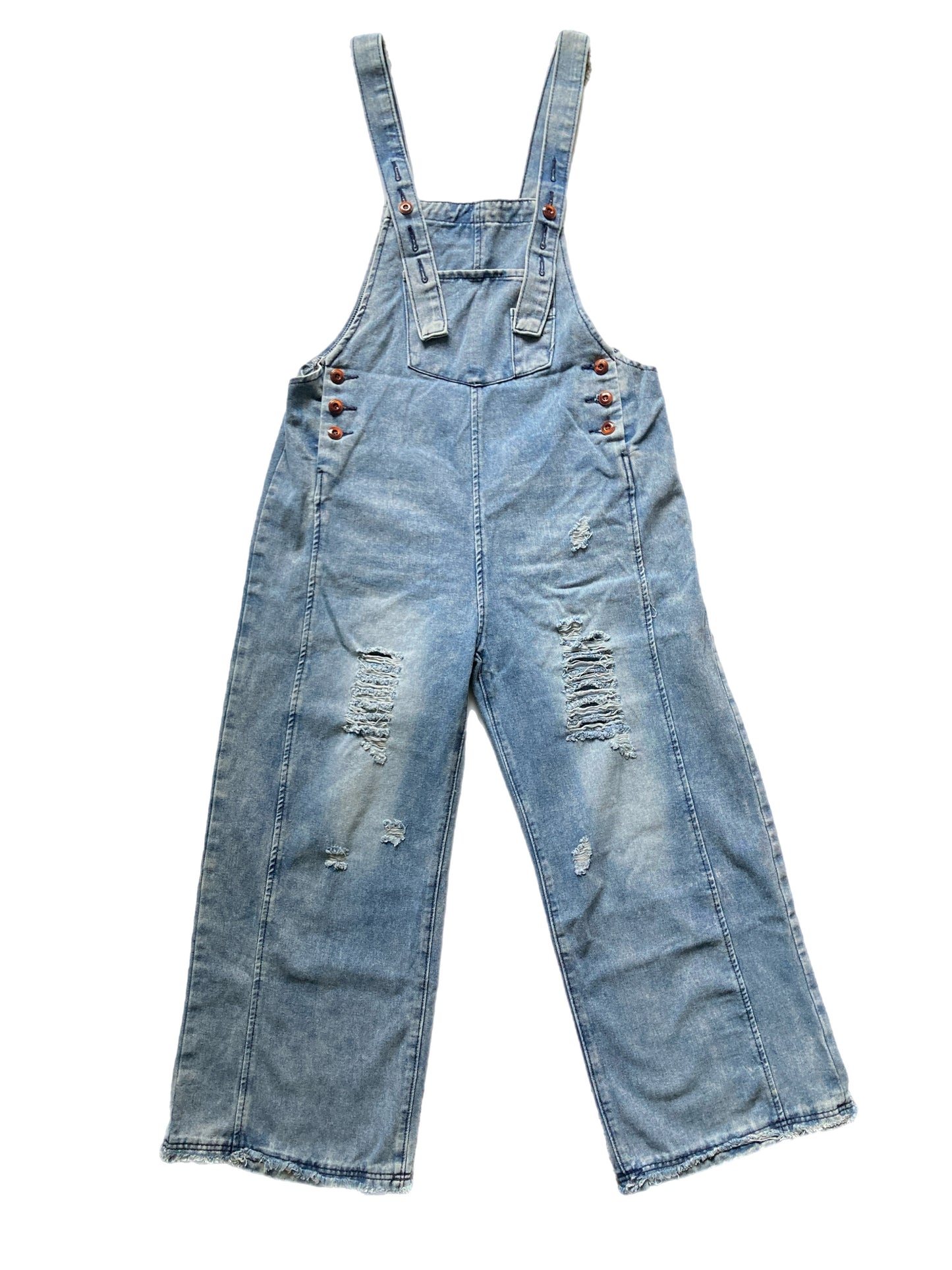 Millie Distressed Loose Denim Overalls - 5 Wash Options