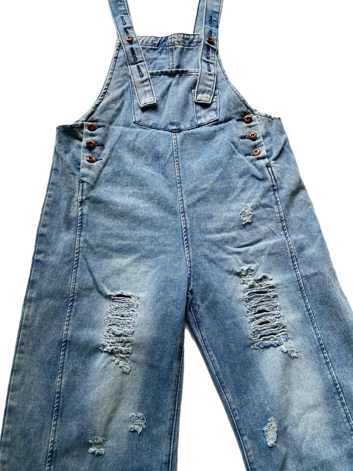 Millie Distressed Loose Denim Overalls - 5 Wash Options